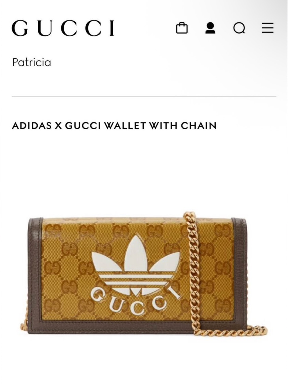 Adidas x Gucci Bag With Gold Chain